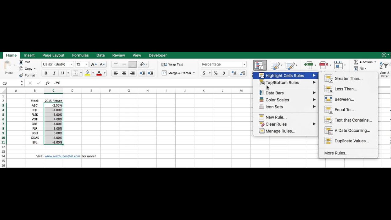 conditional formatting in excel for mac